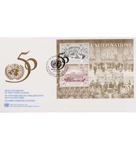 UNO New York Block 12 FDC Ersttagsbrief 50 Jahre UNO