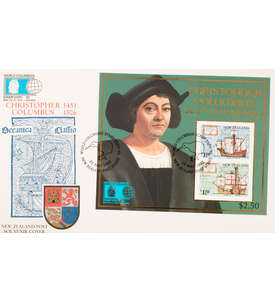 Neuseeland Block 33 FDC Ersttagsbrief Briefmarkenausstellung Columbus
