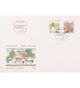 Schweiz Nr. 1436-1437 FDC Ersttagsbrief Tiere Kaninchen/Eule