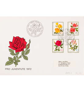 Schweiz Nr. 984-987 FDC Ersttagsbrief Pro Juventute 1972 Rosen