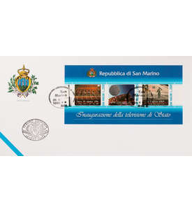 San Marino Block 16 FDC Ersttagsbrief Fernsehen Sport/Weltraum