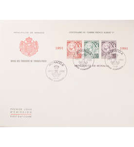 Monaco Block 51 FDC Ersttagsbrief 100 Jahre Briefmarken Marke auf Marke