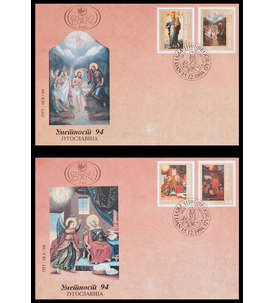 Jugoslawien Nr. 2692-2695 FDC Ersttagsbrief Kunst Religion 2 Briefe