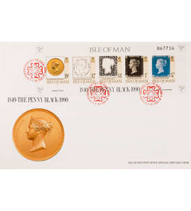 Insel Man Block 13 FDC Ersttagsbrief 150 Jahre Briefmarken Marke auf Marke