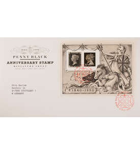 Grobritannien Block 6 FDC Ersttagsbrief 150 Jahre Briefmarken Marke auf Marke