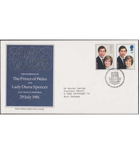 Grobritannien Nr. 884-885 FDC Ersttagsbrief Lady Diana Prinz Charles