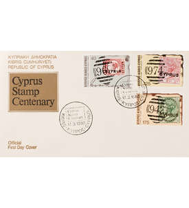 Zypern Nr. 517-519 FDC Ersttagsbrief 100 Jahre Briefmarken Marke auf Marke