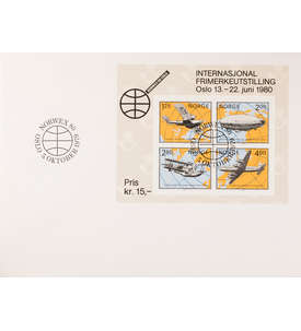 Norwegen Block 2 FDC Ersttagsbrief Briefmarkenausstellung Flugzeuge