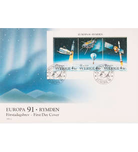 Schweden Nr. 1663-1665 FDC Ersttagsbrief Europa CEPT 1991 Weltraum
