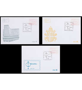 Belgien ATM Nr. 4 FDC Ersttagsbrief Relifil 3 Briefe 9/12/23 F