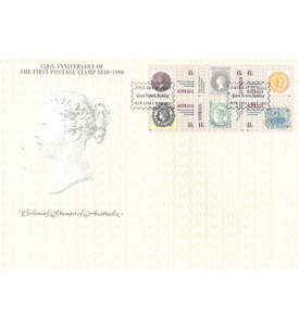 Australien Nr. 1203-1208 FDC Ersttagsbrief 150 Jahre Briefmarken Marke auf Marke