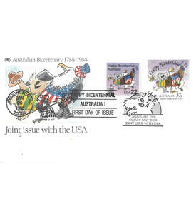 Australien Nr. 1079 FDC Ersttagsbrief 200 Jahre Australien mit USA Nr. 1963