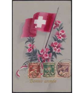 Schweiz Nr. 130-132 auf Karte Bonne annee
