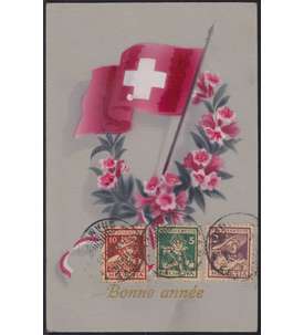 Schweiz Nr. 130-132 auf Karte Bonne annee
