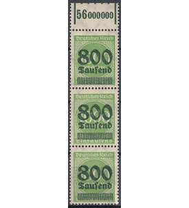 Deutsches Reich Nr. 308 postfrisch ** 3er-Streifen mit Verschiebung des Aufdrucks der mittleren Marke