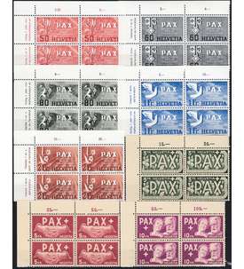   Schweiz Nr. 452-459 postfrisch ** Eckrand-Viererblocks links oben