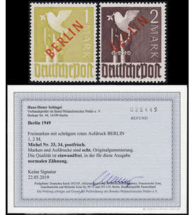 Berlin Nr. 33 - 34 Rotaufdruck postfrisch Fotobefund Schlegel