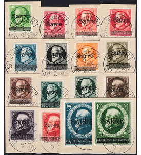 Saar Nr. 18-31 auf Briefstcken mit Fotoattest