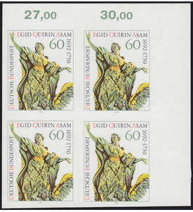 BRD Bund Nr. 1624 ungezhnter Viererblock Ecke oben postfrisch **