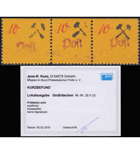 Deutsche Lokalausgaben Großräschen Nr. 28 II postfrisch 3er-Streifen mit Kurzbefund