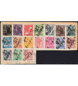 SBZ Nr. 166-181 17 Werte auf Briefstck Handstempel Leipzig 27