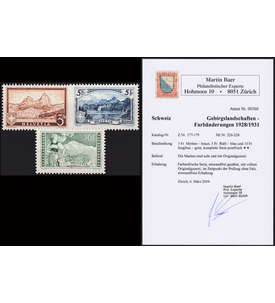 Schweiz Nr. 226-228 postfrisch mit Fotoattest einwandfrei Gebirgslandschaften 1928