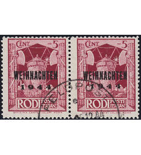 Deutsches Reich Feldpost Nr. 12 I+V gestempeltes Paar Rhodos geprüft+signiert