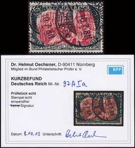 Deutsches Reich Nr. 97 A I a gestempelt mit Echtheitsbefund Dr. Oechsner