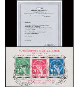 Berlin Block 1 mit Ersttags-Sonderstempel Farbfotoattest Schlegel