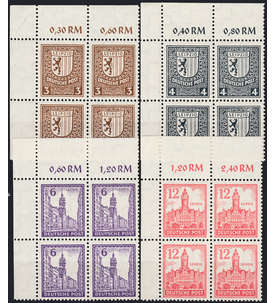 SBZ Nr. 150 - 155 X postfrisch ** im Eckrand-Viererblock oben links