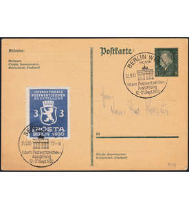 Deutsches Reich Postkarte gestempelt IPOSTA 1930 Ausstellungsvignette