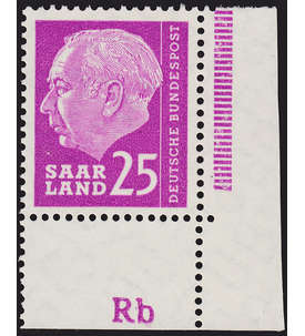 Saar Nr. 390 postfrisch ** mit Druckerzeichen Rb