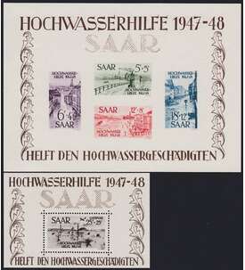 Saar -Hochwasser-Blockpaar 1948 postfrisch ** geprft und signiert