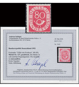 BRD Bund Nr. 137 Posthorn postfrisch verschobenes Druckbild