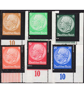 Dt. Reich Trauerrand Nr. 548-553 als Eckrandstücke unten rechts postfrisch