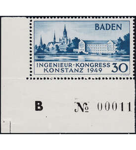 Baden Nr. 46 II Konstanz II postfrisch ** als Eckrandstck