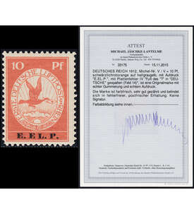 Deutsches Reich - Flugpost 1912 Nr. V / IV mit Plattenfehler