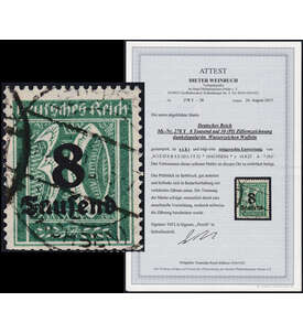 Deutsches Reich Nr. 278 Y gestempelt Farbfotoattest