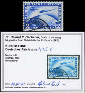 Deutsches Reich Nr. 438 Y gestempelt Farbfotobefund