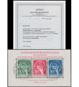 Berlin Block 1 gestempelt mit Farbfotoattest