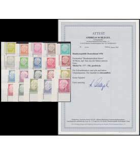 BRD Bund Nr. 177-196 postfrisch ** Eckrandsatz mit Fotoattest