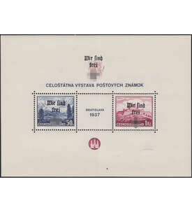 Dt. Reich - Befreiungsaufdruck CSSR Block 4 mit schwarzem Aufdruck Wir sind frei