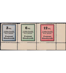 Lokalausgabe Rnderoth Nr. I - III A postfrisch ** untere rechte Bogenecke