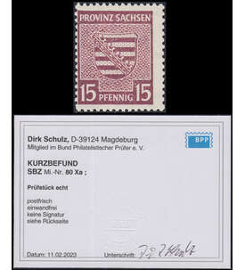 SBZ Nr. 80 X postfrisch mit Farbfotobefund