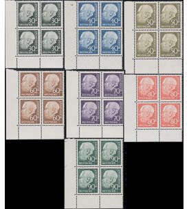 BRD Heuss Kleinformat Nr. 259-265 postfrisch Eckrand Viererblocks unten links