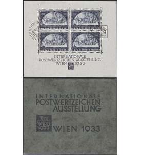 sterreich WIPA-Block Block 1 WIPA-Block 1933 gestempelt mit Farbfotoattest