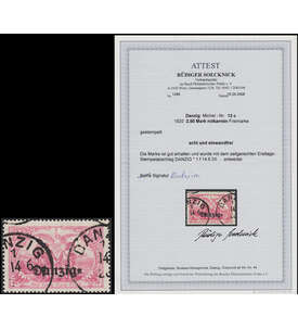 Danzig - Raritten Nr.12 c sauberer Rundstempel mit Farbfotoattest Soechnick
