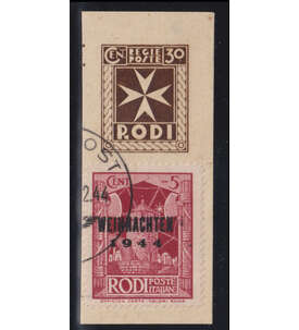 Dt. Reich - Feldpost Nr. 12 auf Kartenabschnitt Insel Rhodos, Weihnachten 44