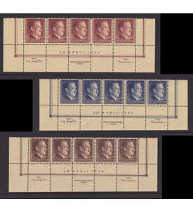Generalgouvernement Hitler 42 Nr. 89-91 postfrisch, Fnfer- streifen vom Unterrand