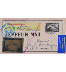 Dt. Reich Zeppelinbeleg Nr. 424 als Einzelfrankatur dekorativem Zeppelinbeleg